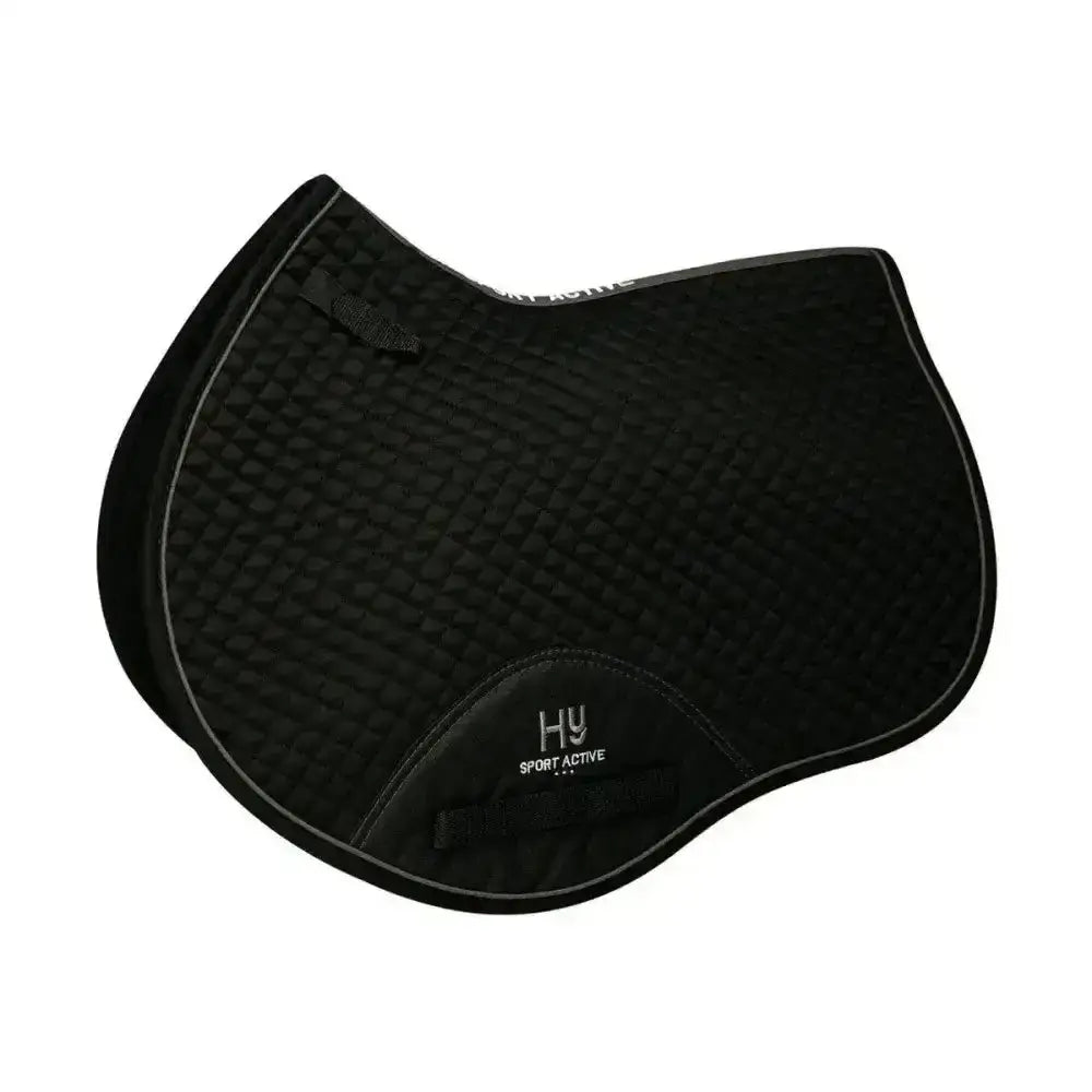 Black hy sport active close contact saddle pad with textured surface and stitched edge for active close contact use
