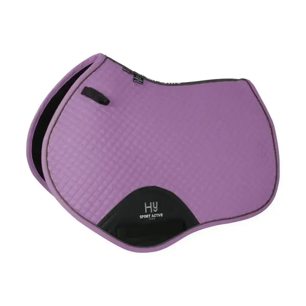 Purple hy sport active close contact saddle pad with black accents and textured surface for active close contact use