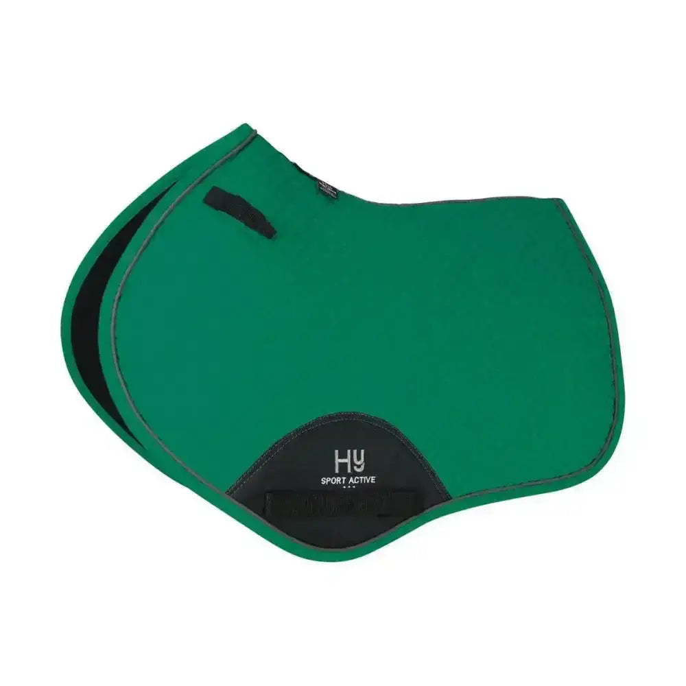Green hy sport active close contact saddle pad with black trim and branded patch for active close contact riding