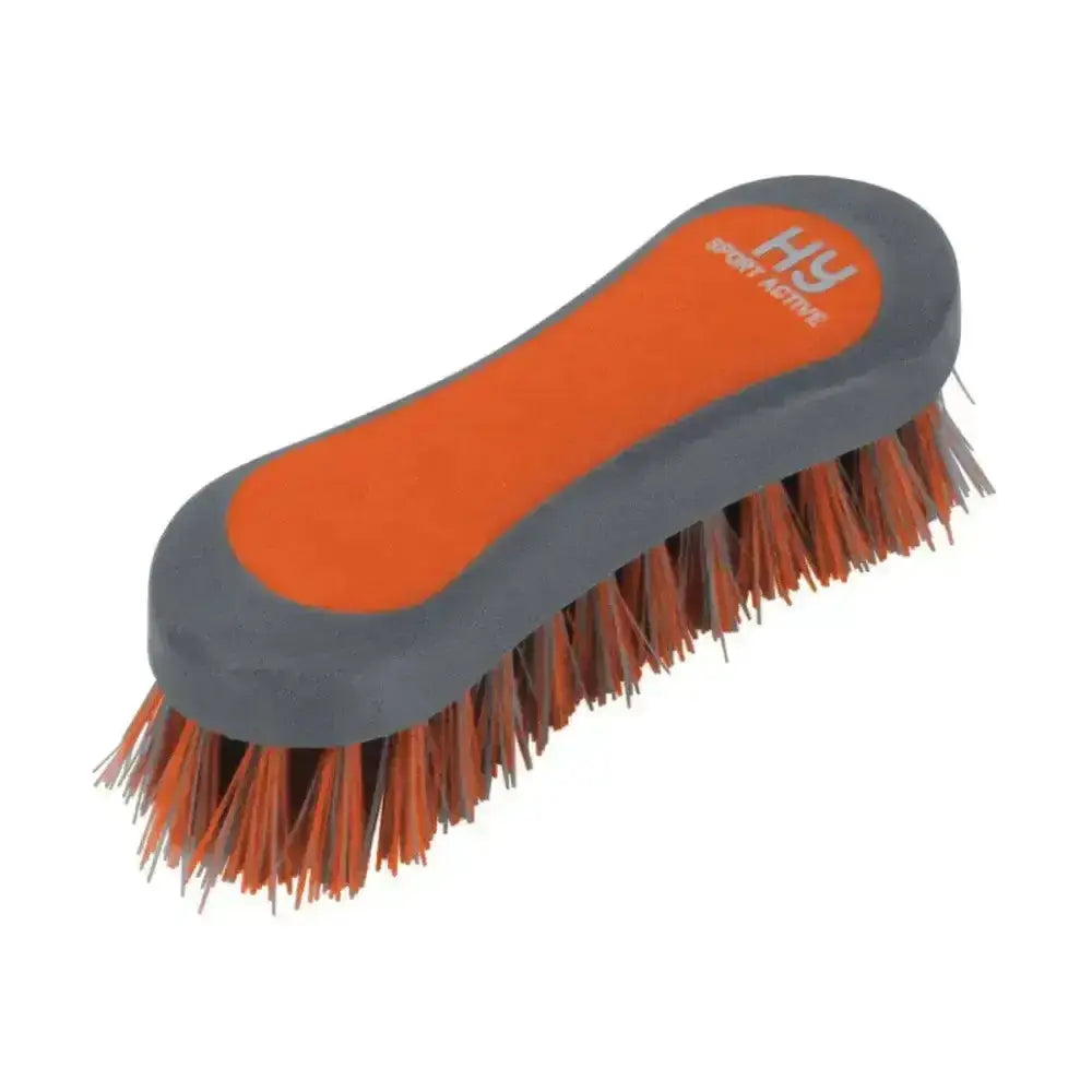 Orange and gray hy sport active face brush with sturdy two-tone pp bristles for sport active face use