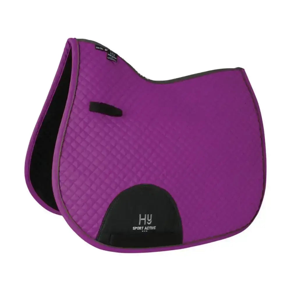 Purple hy sport active gp saddle pad with black accents and textured surface classic shaped general purpose saddle pad
