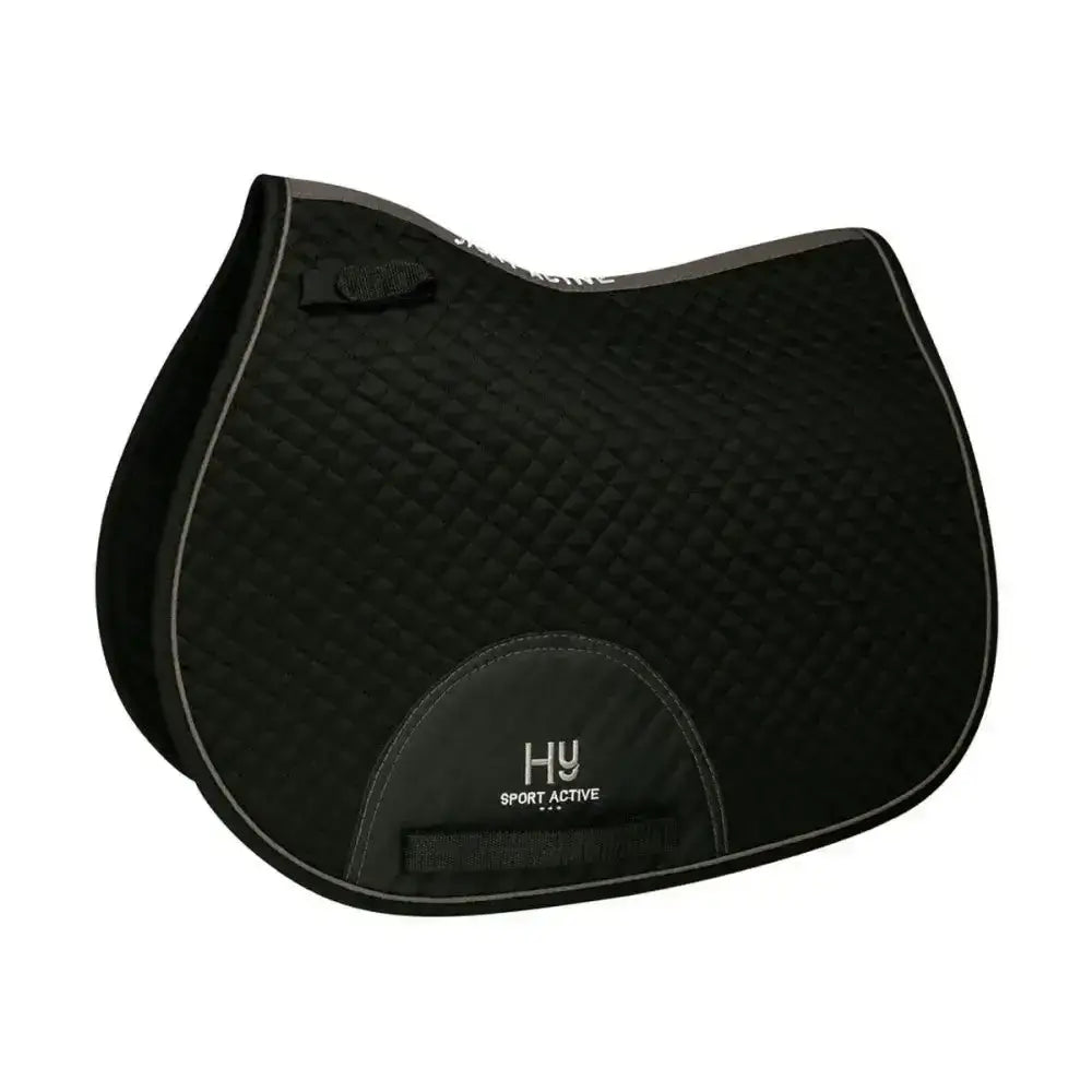 Black hy sport active gp saddle pad with textured surface and subtle white stitching classic shaped general purpose saddle pad