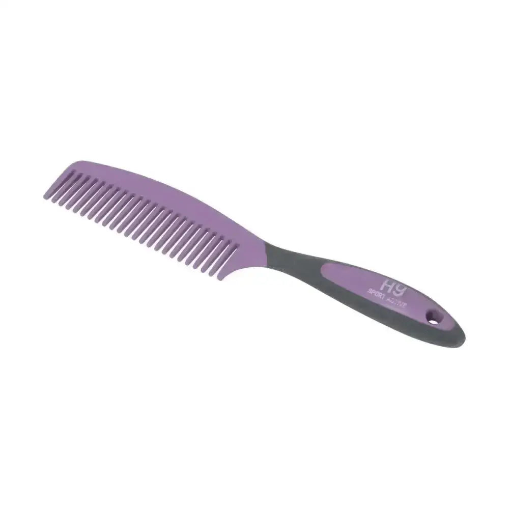 Purple and gray plastic active groom combs hy equestrian with sleek ergonomic handle perfect for sport active groom use