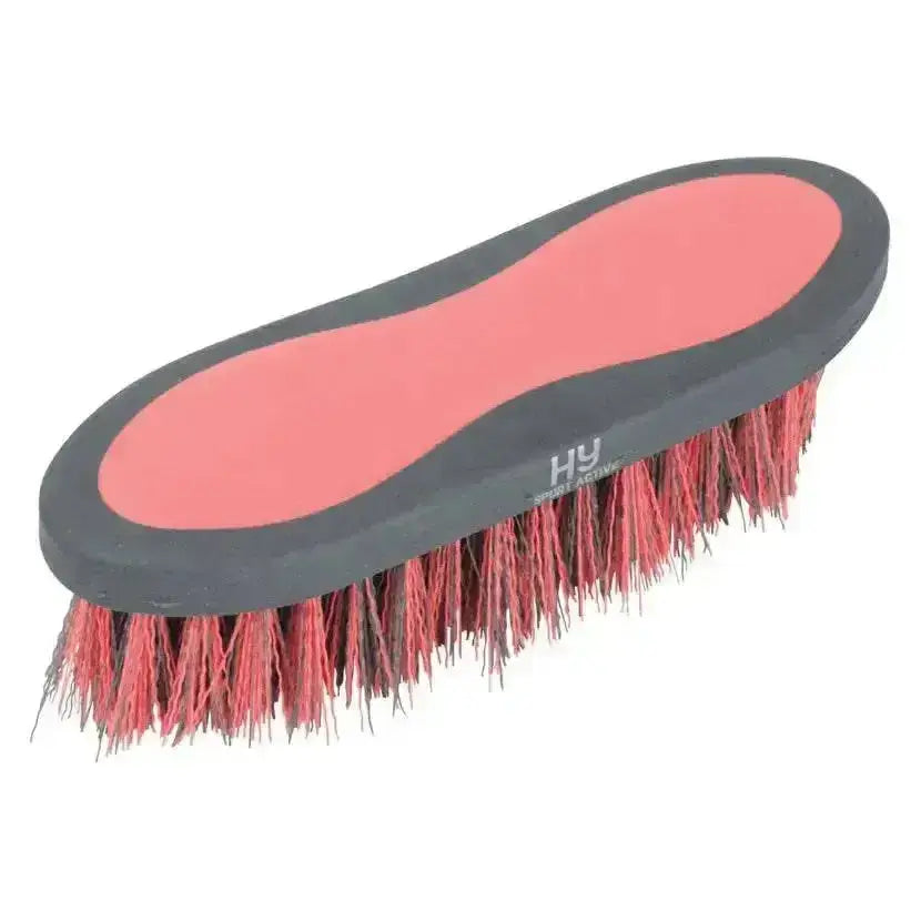 Hy sport active groom dandy brush red and gray horse dandy brush with rubberized handle for easy grooming