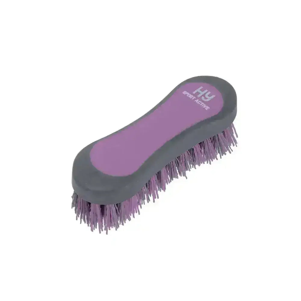 Purple and gray hy sport active groom hoof brush with soft bristles perfect for equestrian active groom use