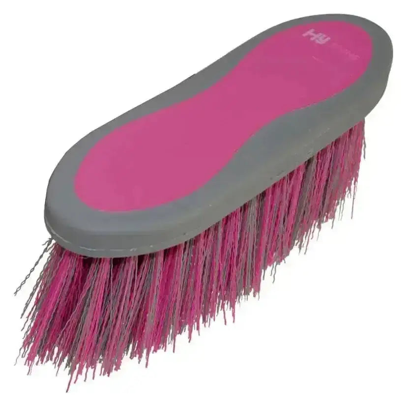 Pink and gray hy sport active groom long bristle dandy brush with synthetic bristles for smooth grooming