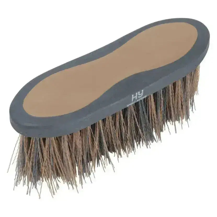 Gray and tan hy sport active groom long bristle dandy brush with sturdy natural bristles for horse grooming