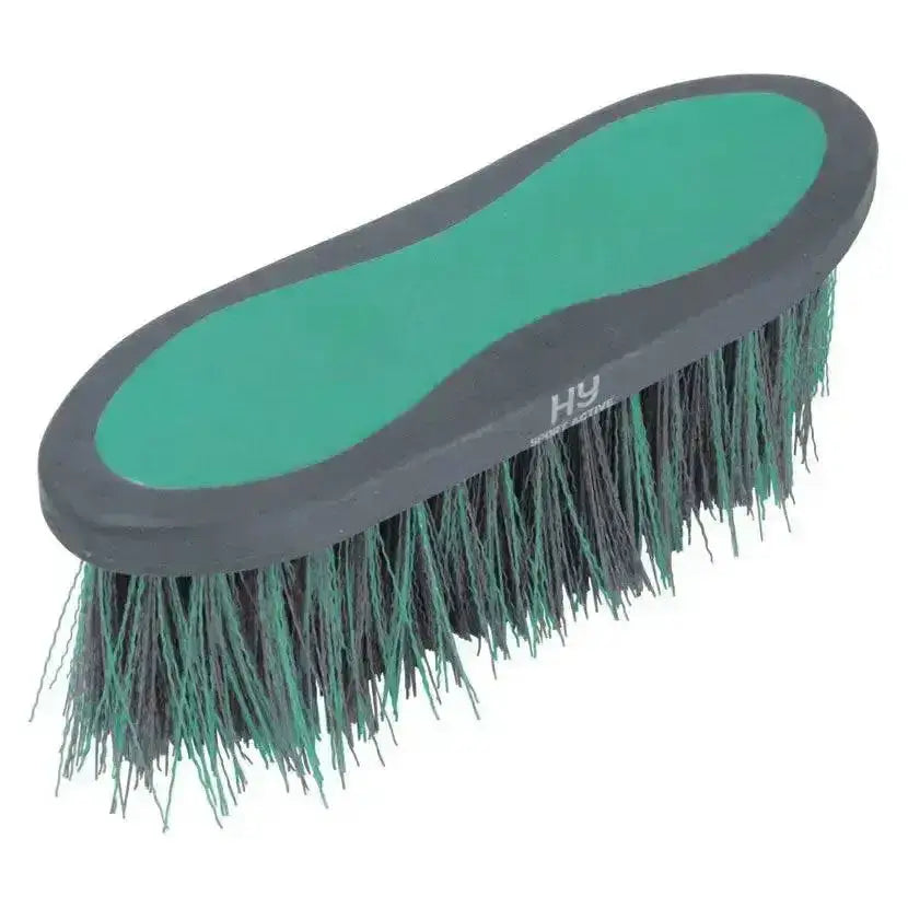 Green and gray hy sport active groom long bristle dandy brush with dense stiff bristles for horse grooming