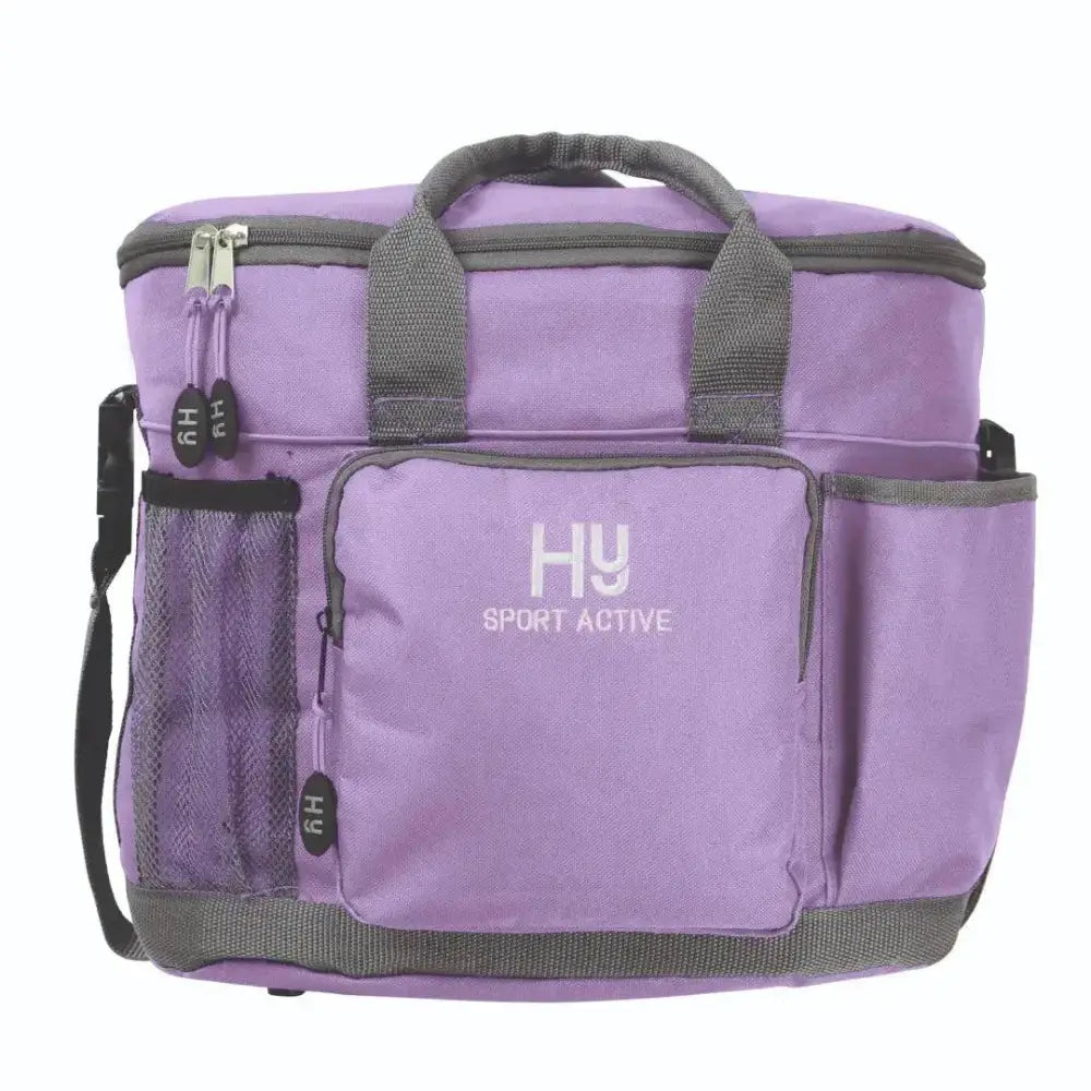 Purple hy sport active grooming bag cooler with gray accents mesh side pocket and top handle keeps essentials neat