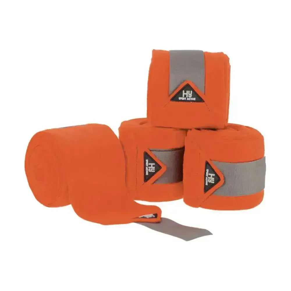Bright orange hy sport active luxury bandages with gray reflective strip and black logo designed for sport use