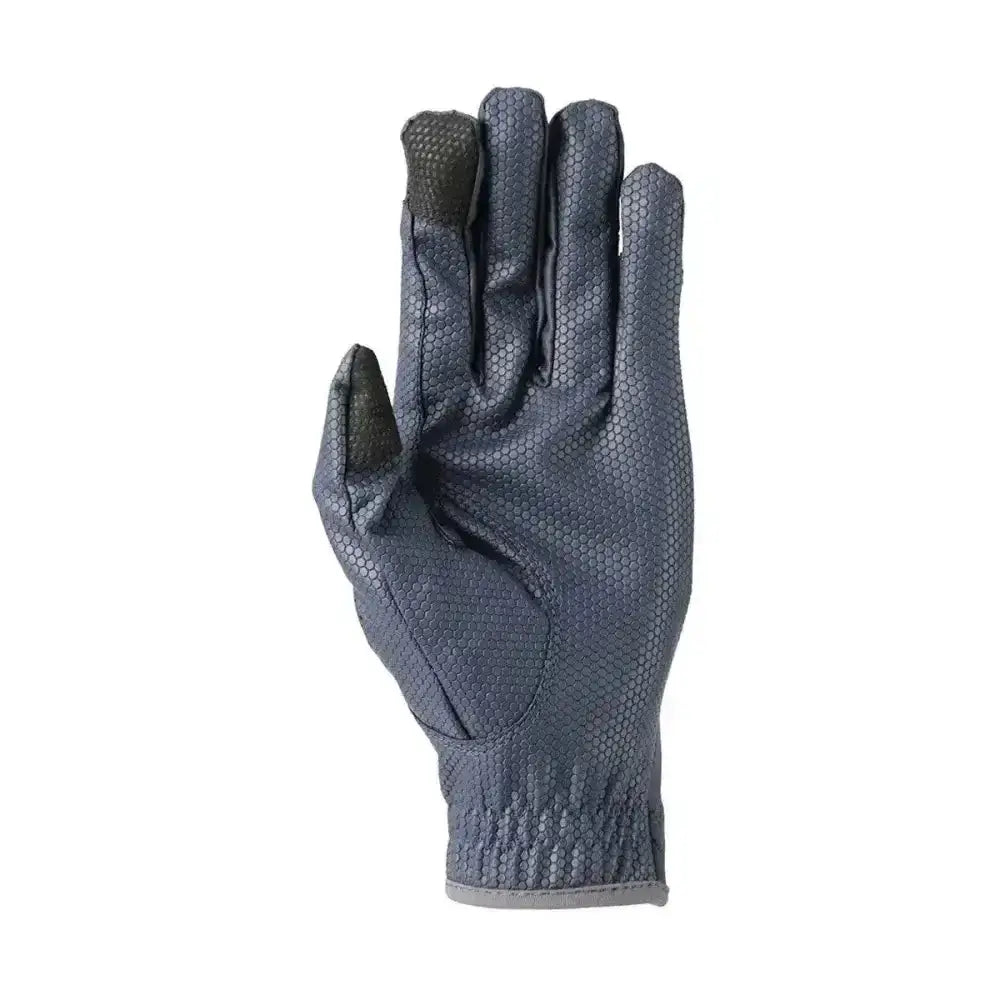 Dark gray hy sport active young rider riding gloves with textured hexagonal pattern for high performance grip