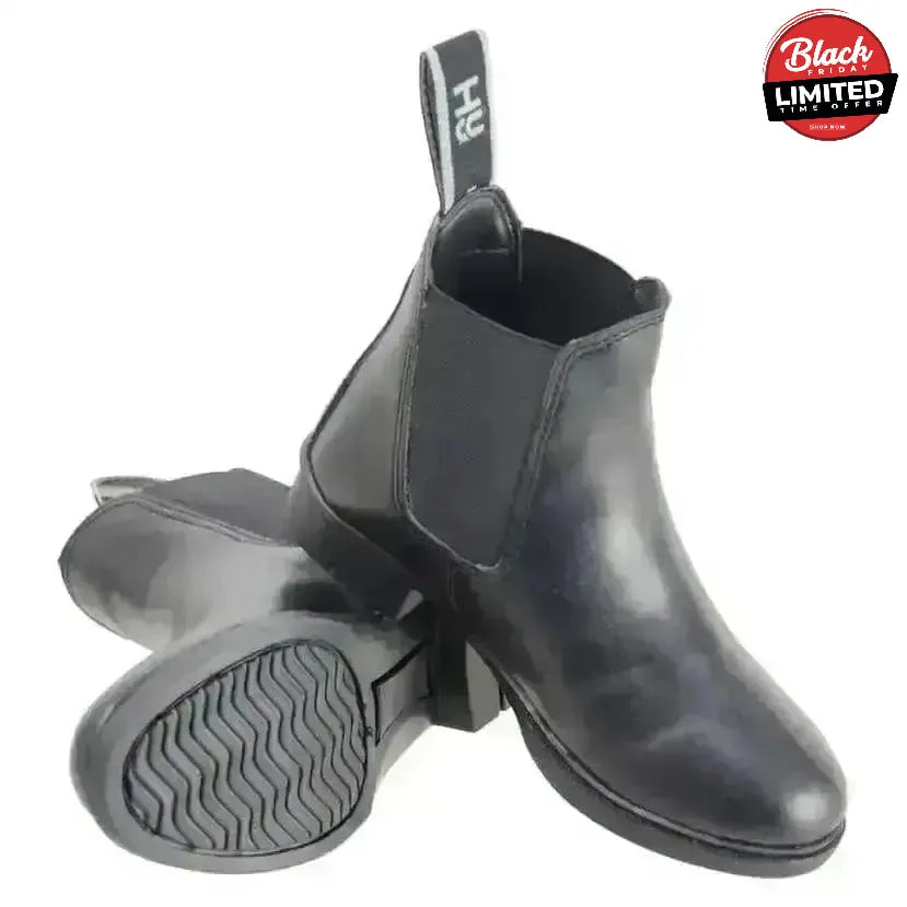 HyLand Beverley Synthetic Jodhpur Boots - Junior Black 9 - Child Short Riding Boots