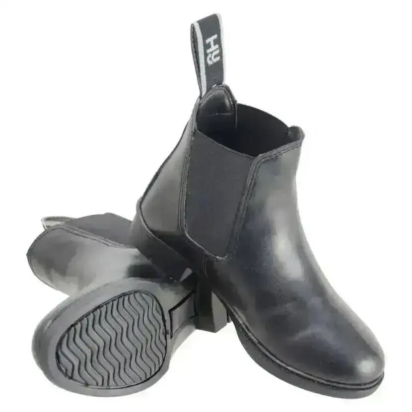Black helly hansen hyland beverley synthetic jodhpur boots with elastic side panels and textured rubber sole