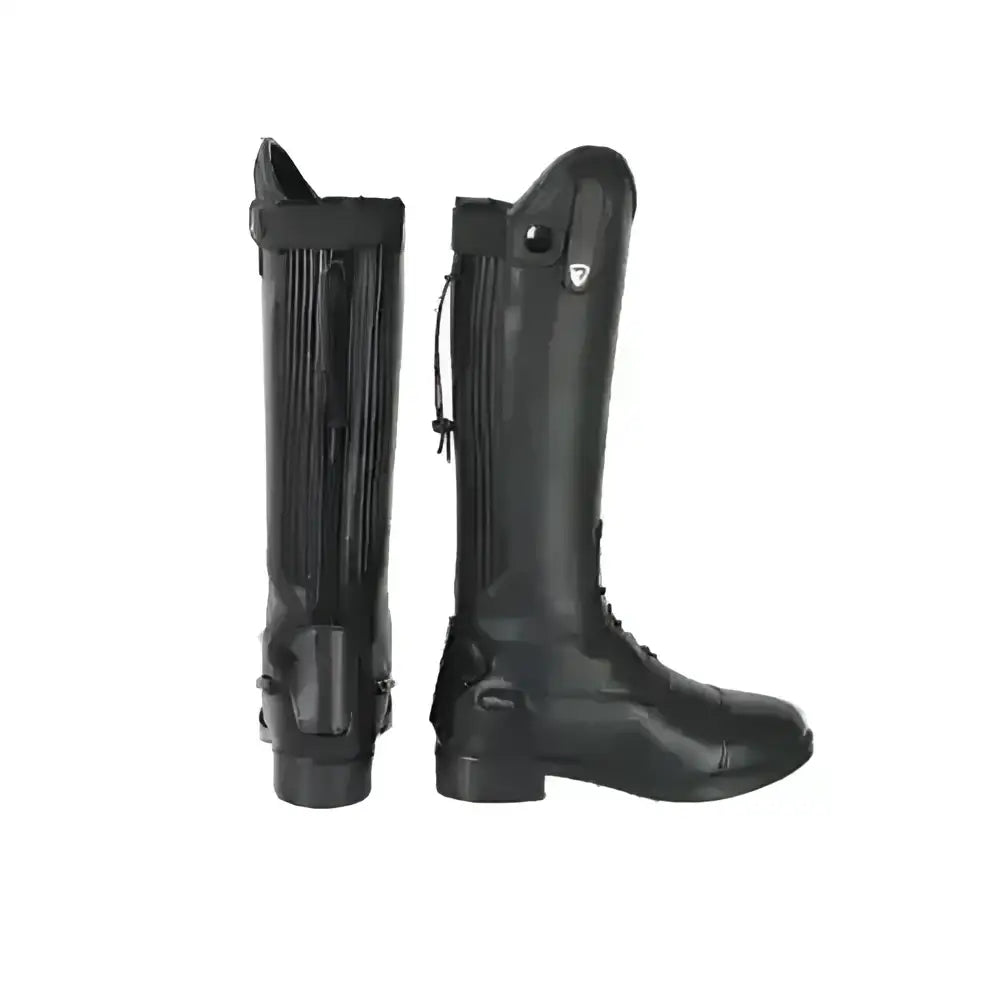Black leather hyland equestrian scarlino junior field riding boots with zipper closures and reinforced toe caps