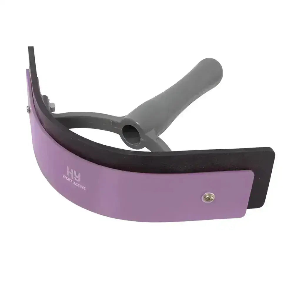 Hyshine active groom two tone sweat scraper in purple and black with a soft touch gray handle for grooming use
