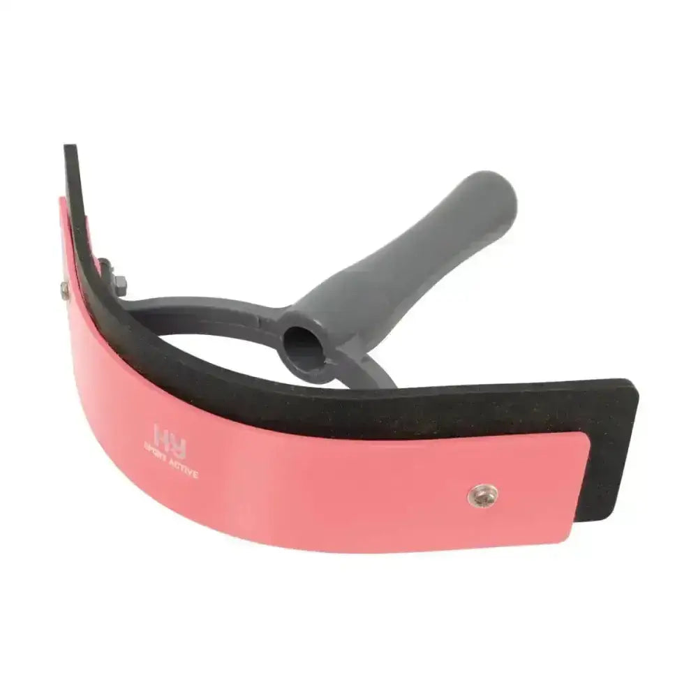 Hyshine active groom two tone sweat scraper in pink and black with a soft touch gray handle for easy grooming