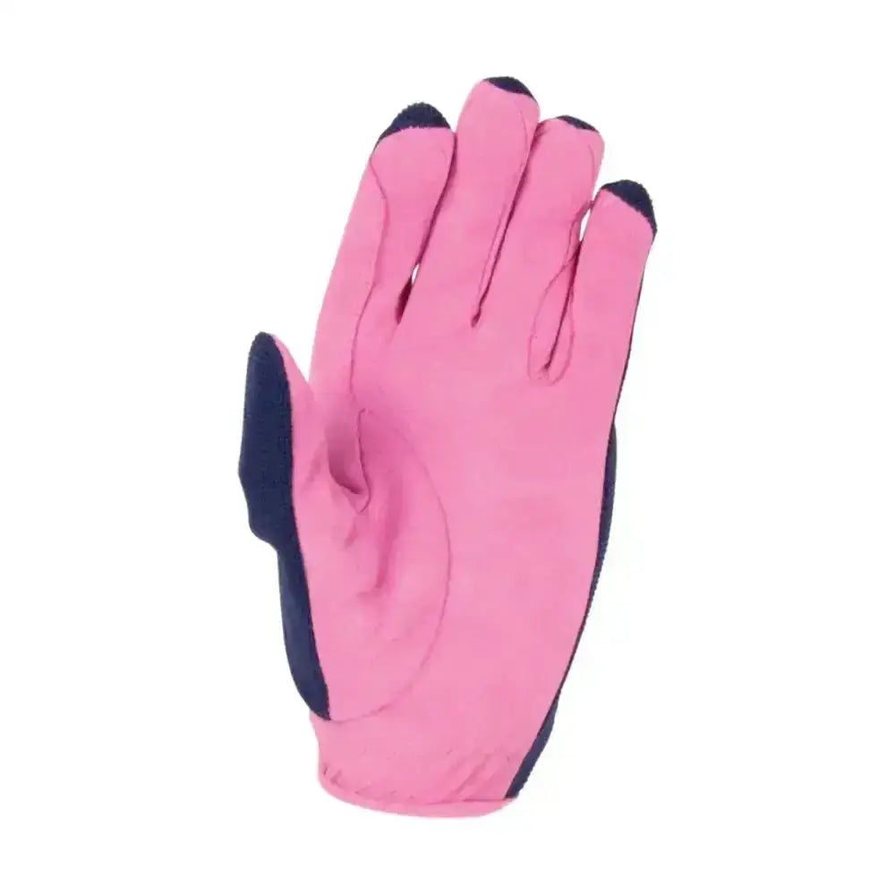 Pink touchscreen glove from i love my pony collection gloves by little rider with amara grip palms and reinforced rein fingers