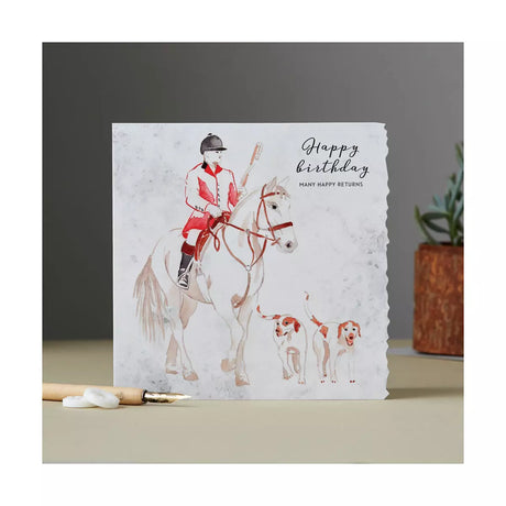 Deckled Edge Fanciful Dolomite Card Happy Birthday Hunting Gift Cards Barnstaple Equestrian Supplies