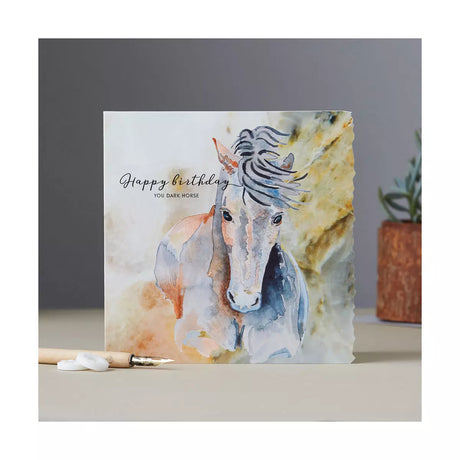 Deckled Edge Fanciful Dolomite Card Happy Birthday You Dark Horse Gift Cards Barnstaple Equestrian Supplies