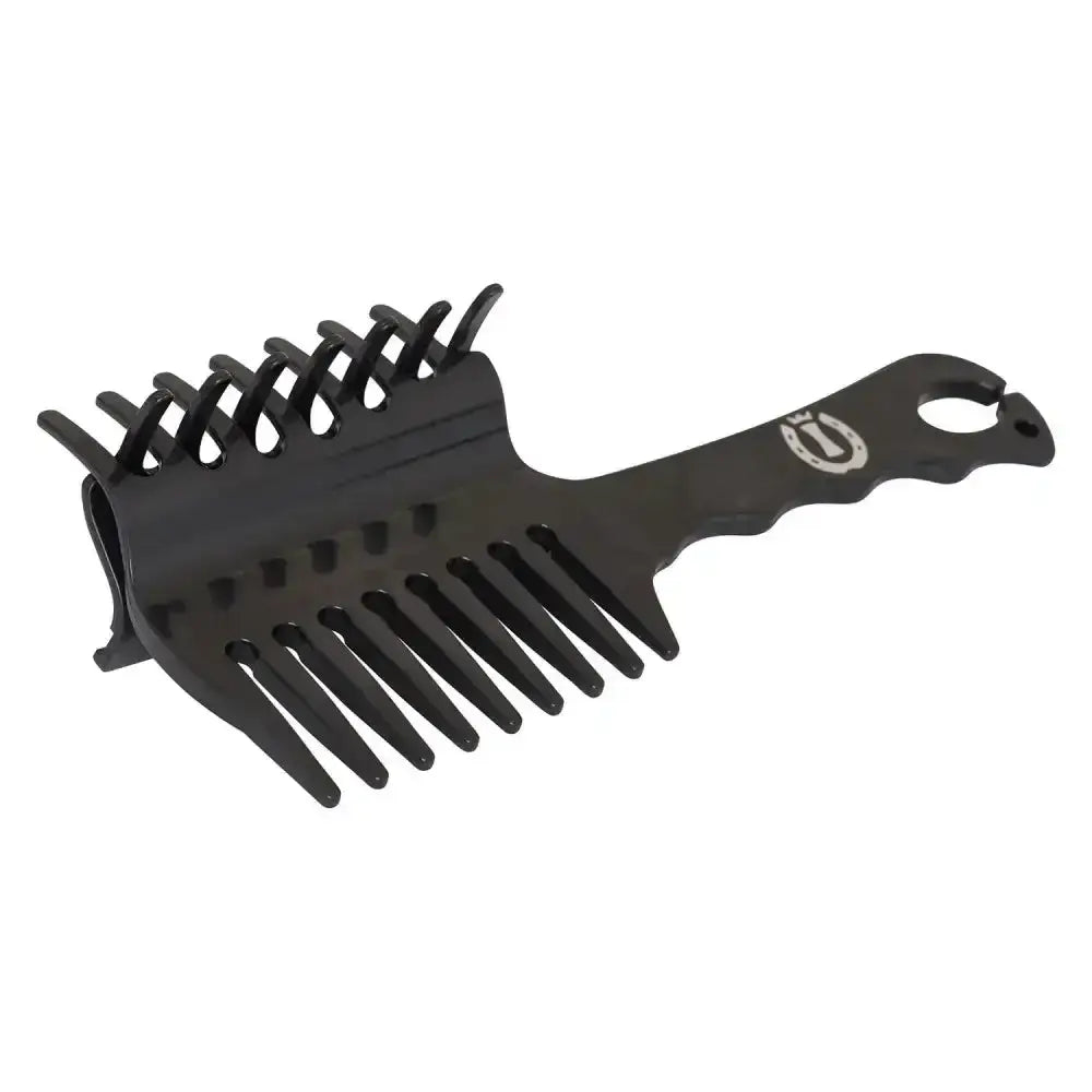 Black plastic imperial riding braiding plaiting comb hairmaster with dual-sided wide and narrow curved teeth for styling