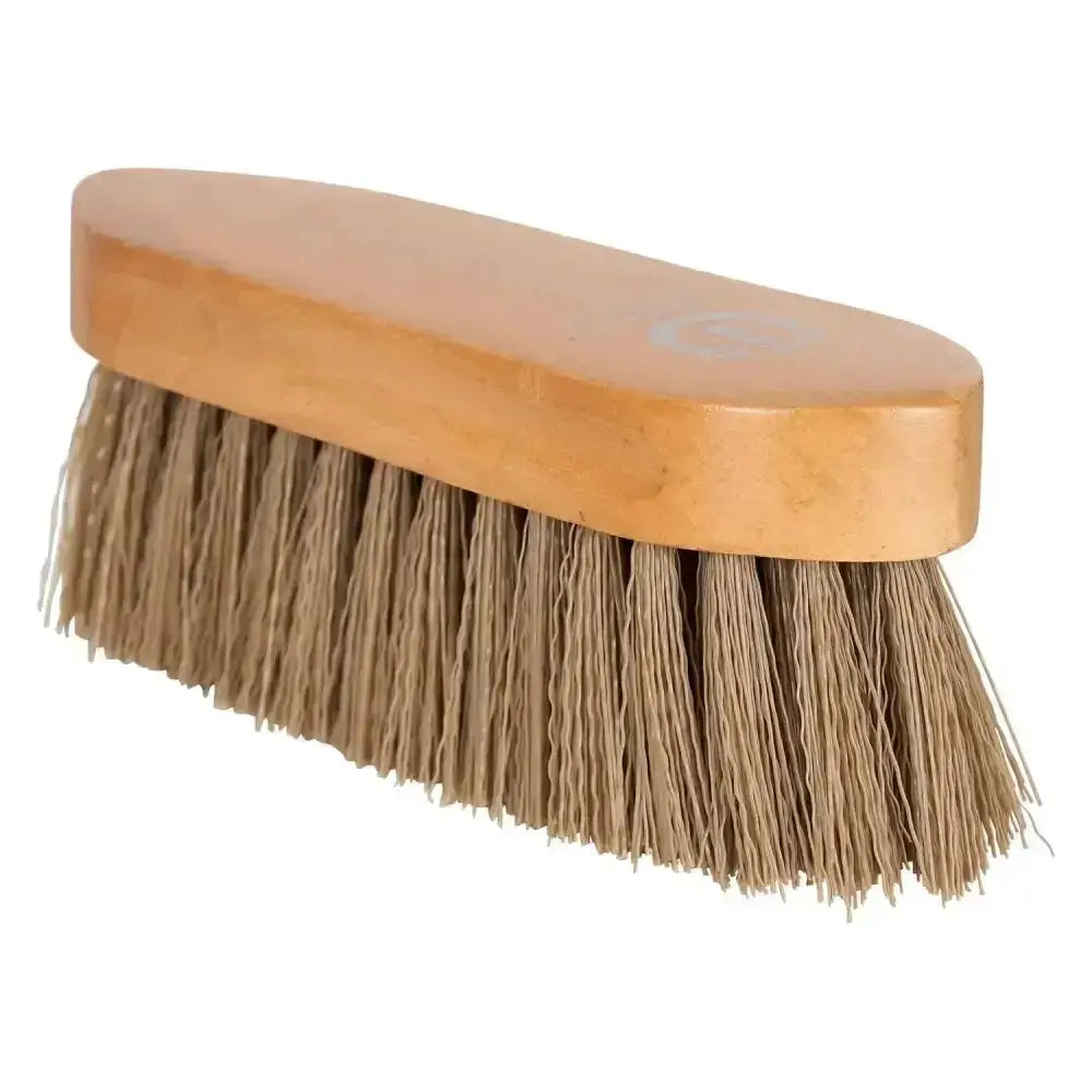 Light brown wooden-handled imperial riding dandy brush with natural bristles for grooming horses