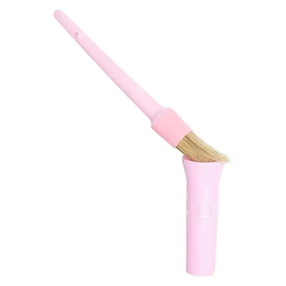 Pink plastic handled irhhoof oil brush with natural bristles for cleaning in imperial riding irhhoof small container