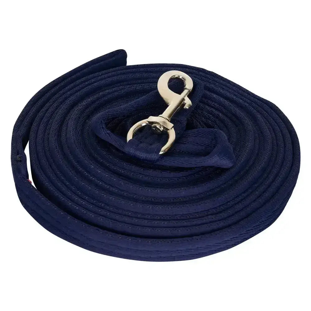 Navy blue woven leather imperial riding lunging line with silver metal buckle for riding lunging and impulz lunge rein use