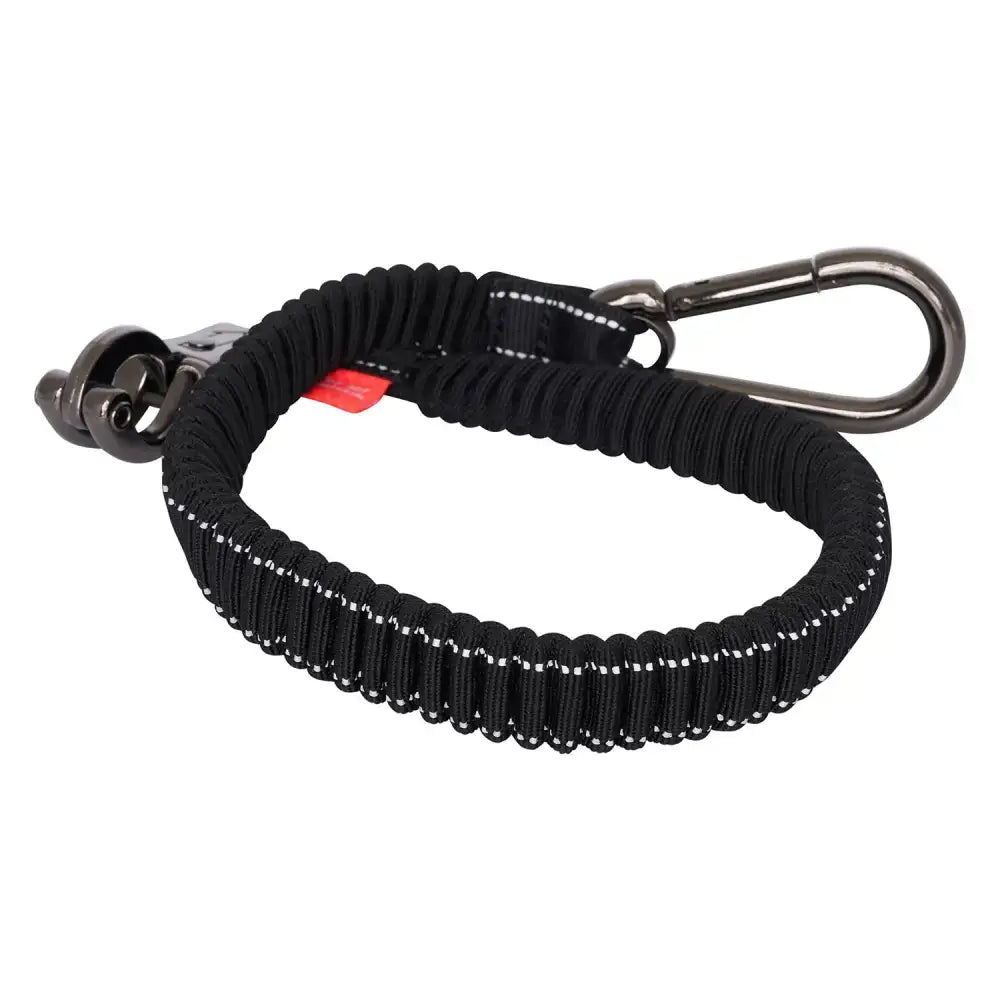 Black braided rope riding trailerline flexi with metallic carabiner and red tag for imperial riding trailerline flexi black reflective