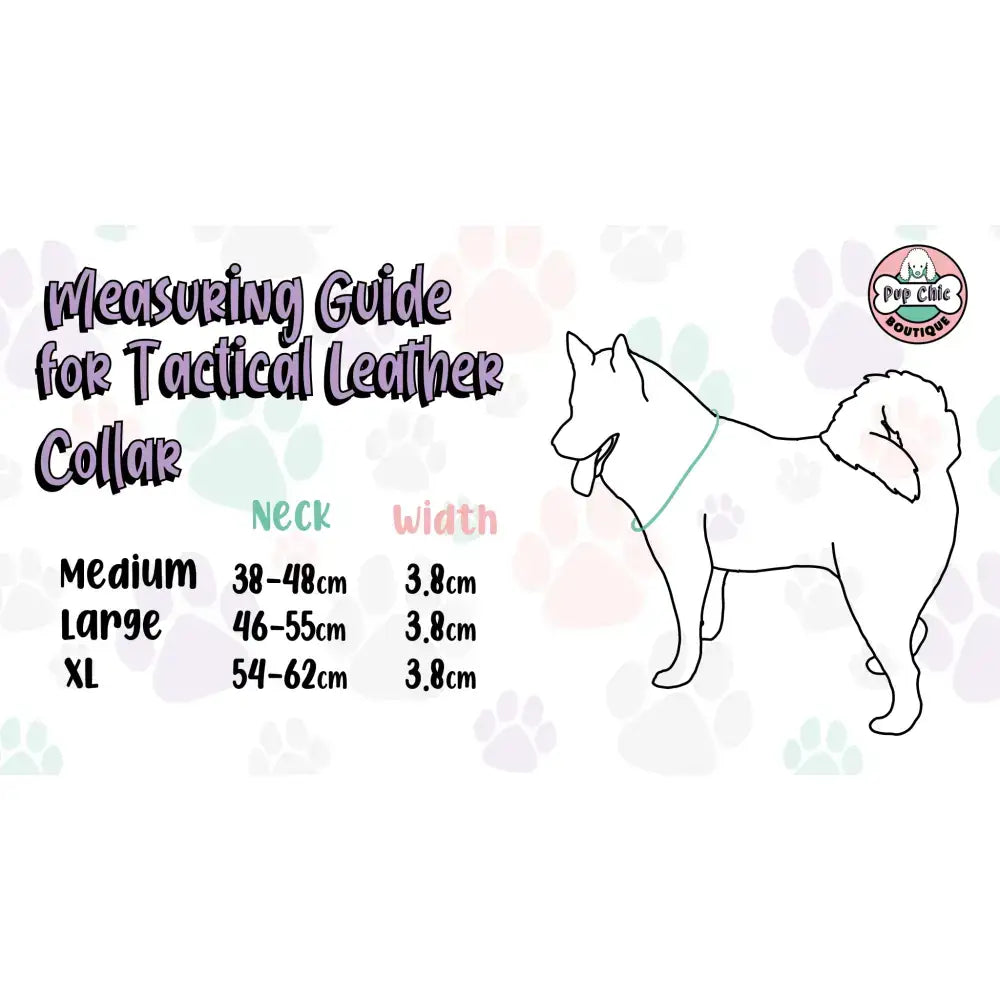 Tactical leather dog collar inquisitive fox collar with adjustable sizing for medium large and xl necks pup chic style