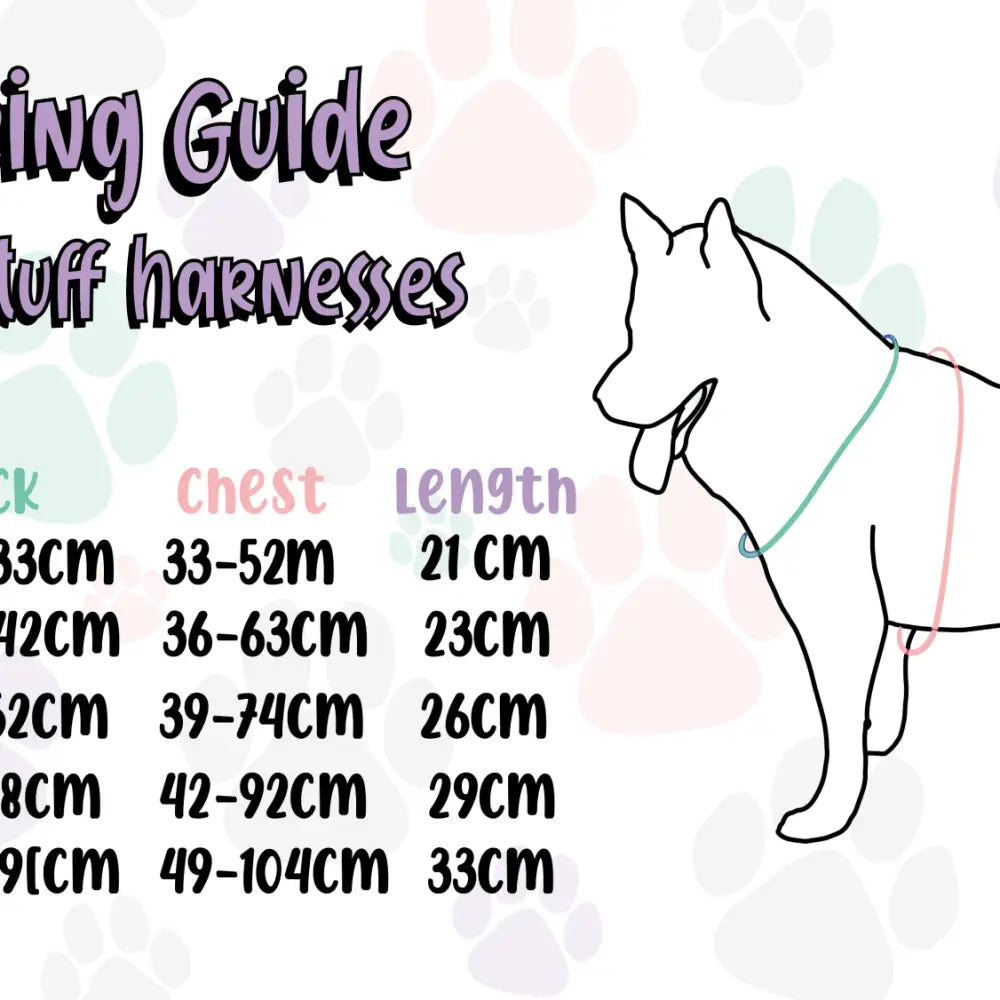 Faintly outlined dog wearing inquisitive fox tactical no pull dog harness with teal and pink fox print straps