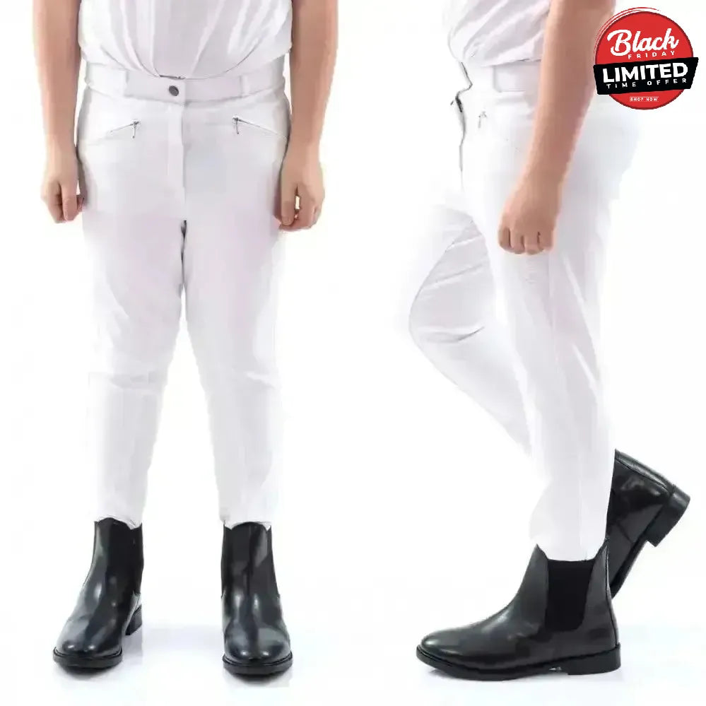 John Whitaker Miami Kids Breeches With Full Silicone Seat - B142K 5-6 Years White Breeches