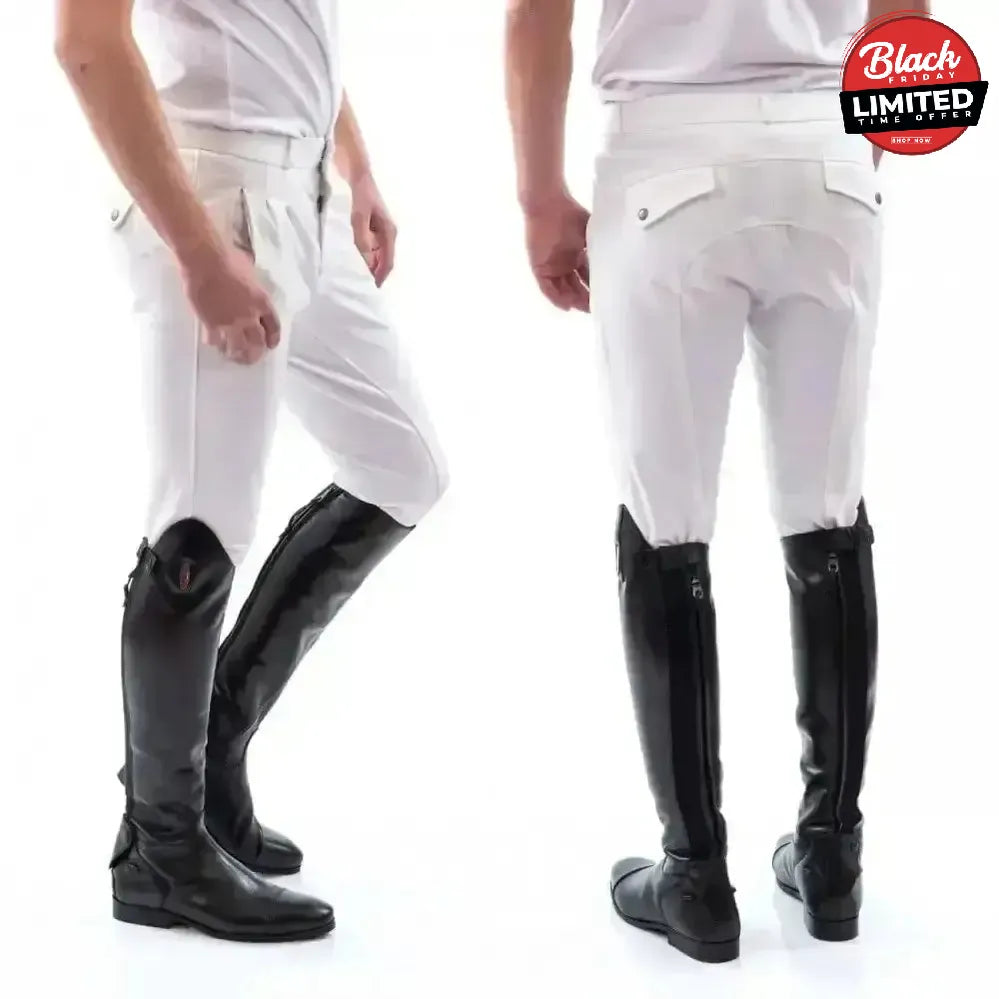 John Whitaker Miami Mens Breeches With Full Silicone Seat - B142M 28" White Breeches