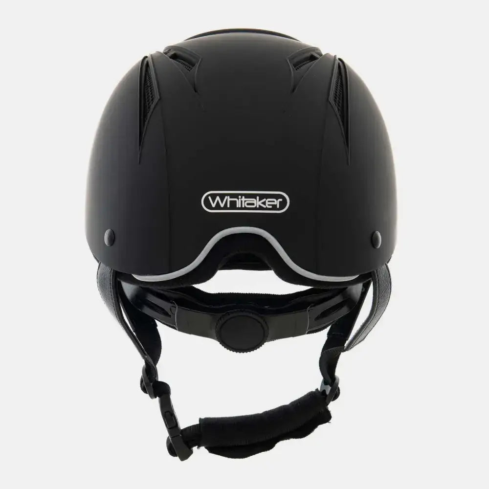 Black john whitaker nrg riding helmet rh040 adjustable riding hat with matte finish and integrated visor