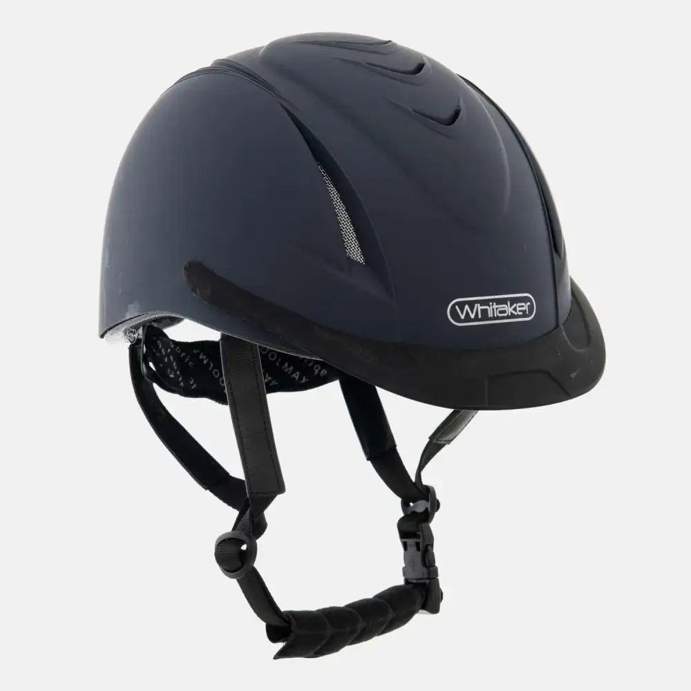 Black john whitaker nrg riding helmet rh040 adjustable riding hat with glossy finish and ventilation slots