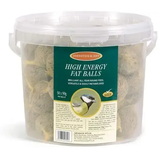 Johnston & Jeff Fatballs Bucket No Nets Tub 50 x 90g Wild Bird Fats & Suets