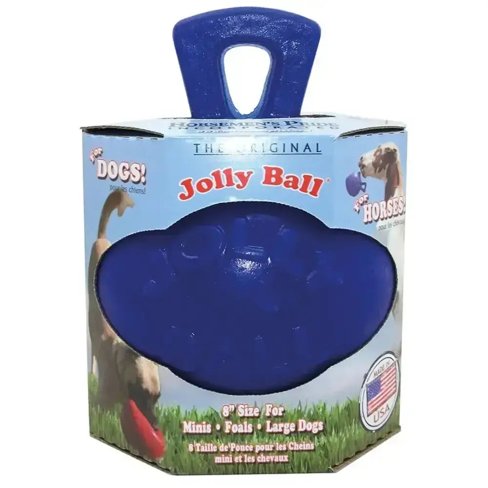 Blue jolly pets dual jolly ball 8 inch made of durable rubber with handle for extraordinary play ball fun