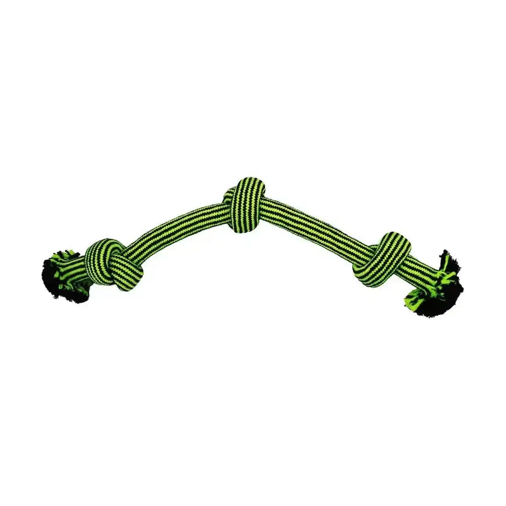 Jolly pets knot-n-chew green and black traditional braided rope dog toy with knotted ends to withstand rough playtime