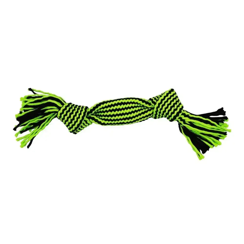 Jolly Pets Knot-N-Chew Squeaker Rope Small/Medium Green/Black Dog Toys