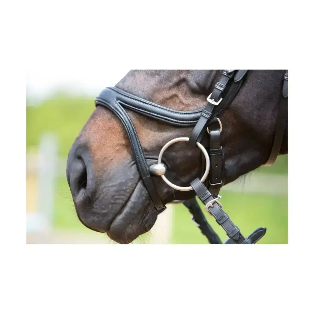 Black leather kieffer ultrasoft tara snaffle bridle with silver metal hardware perfect for comfortable riding
