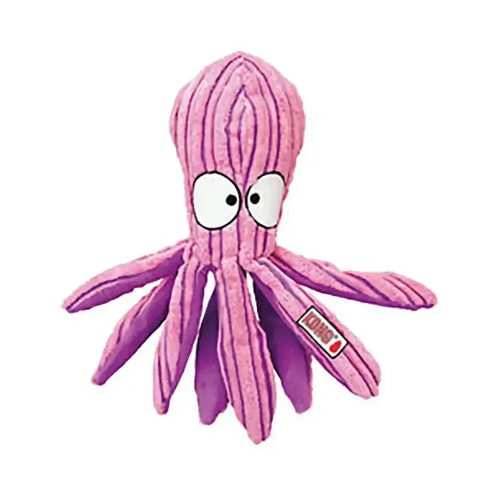 Pink and purple striped corduroy octopus plush toy with embroidered eyes from kong cuteseas octopus collection