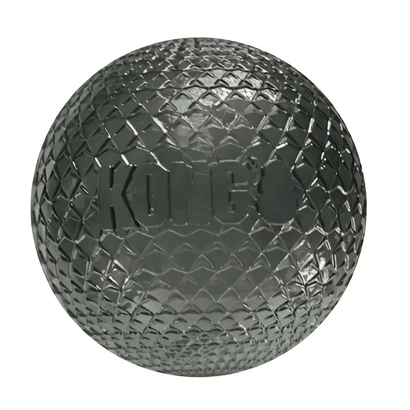 Dark gray textured kong duramax ball made from k-100 material for long-lasting chew and play medium size