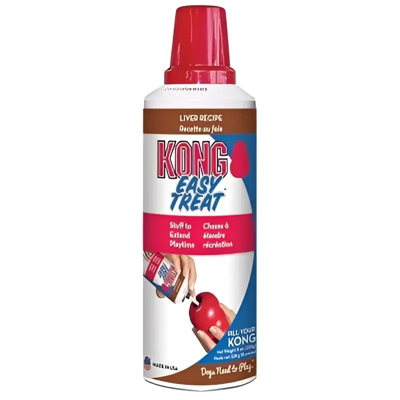 Kong easy treat liver spray can with red cap white body and brown label for easy treat liver snacks