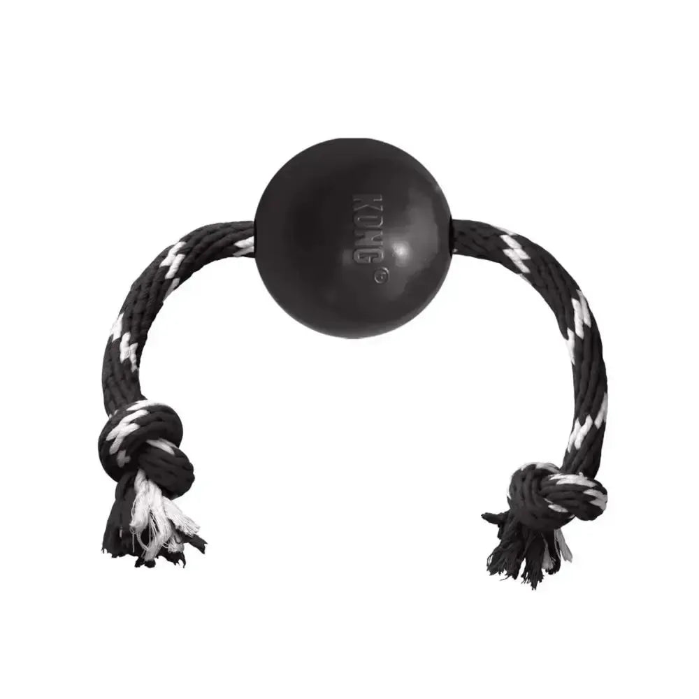 Kong Extreme Ball With Rope Large Black Dog Toys
