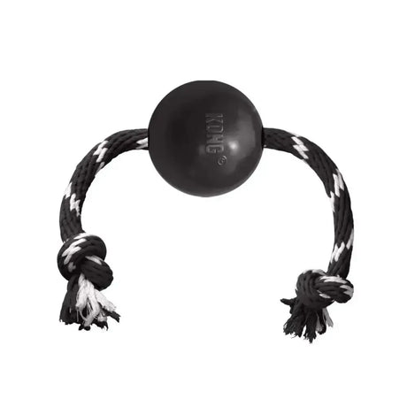 Kong Extreme Ball With Rope Large Black Dog Toys