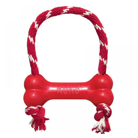 Kong Goodie Bone With Rope Medium Red Dog Toys