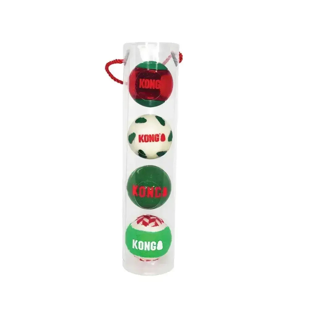Kong Holiday Occasions Balls Medium X 4 White/Green Dog Toys