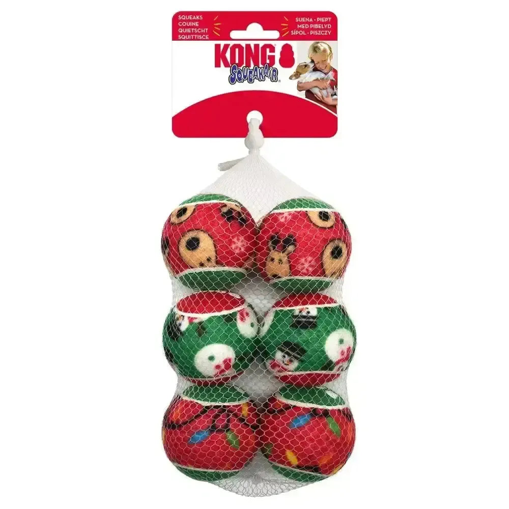 Kong Holiday Squeakair Balls Green/Red Medium Green/Red Dog Toys