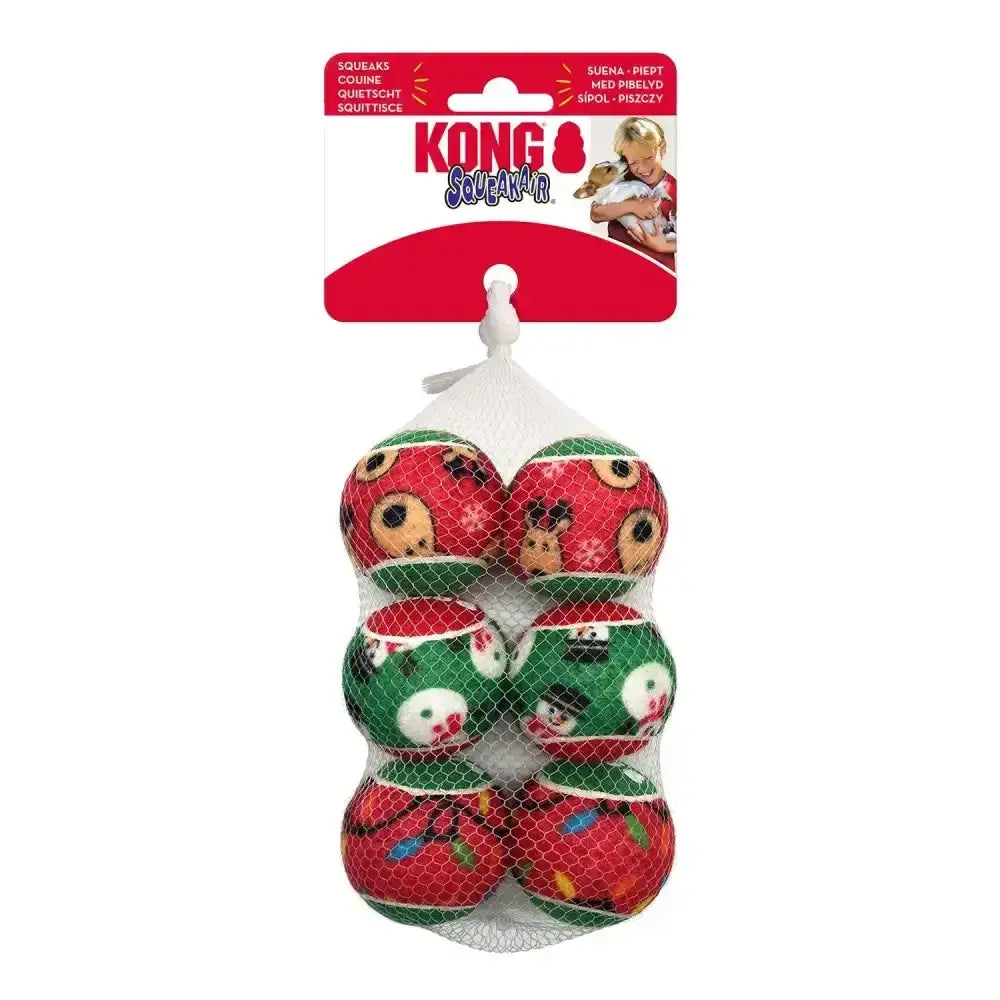 Kong Holiday Squeakair Balls Green/Red Medium Green/Red Dog Toys