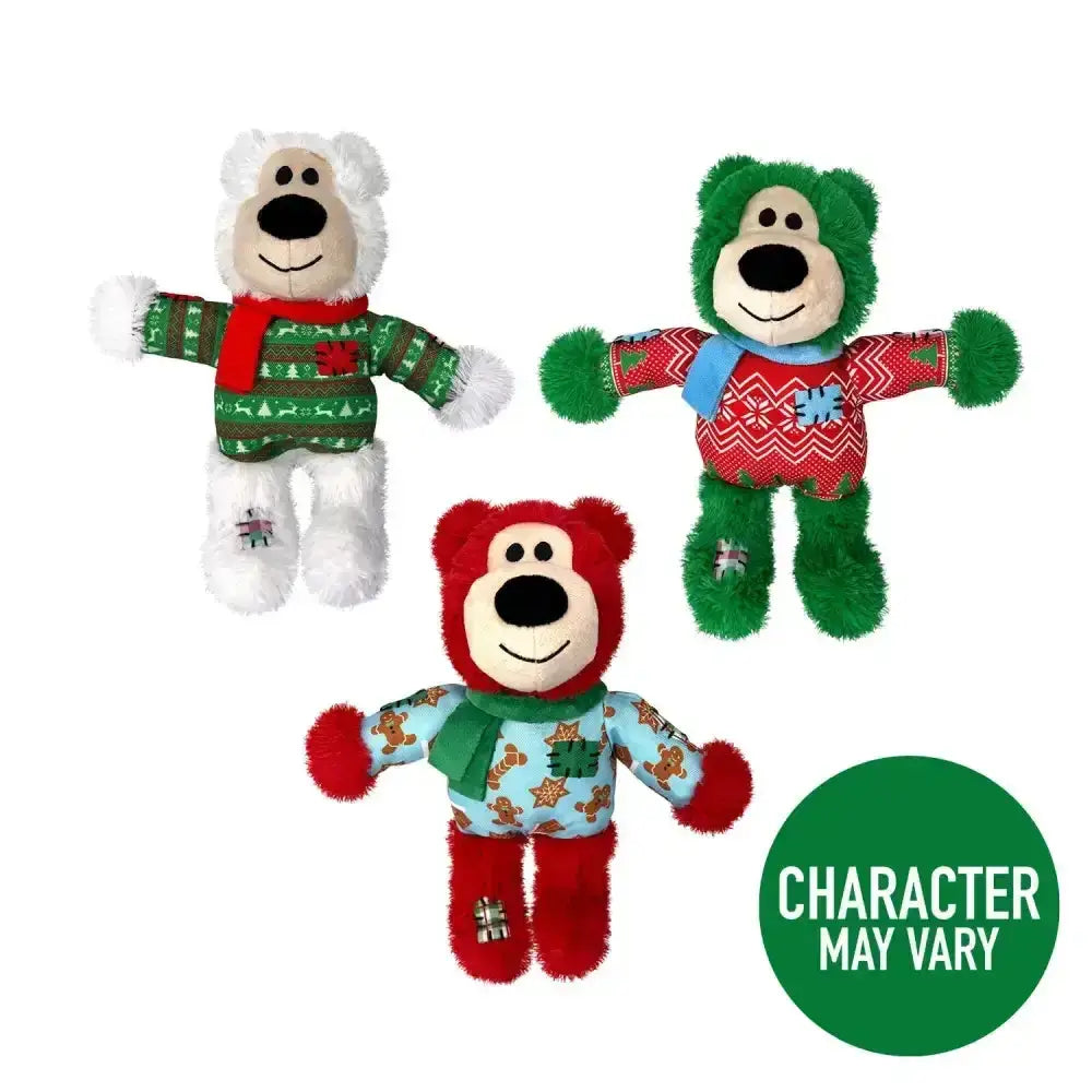 Kong Holiday Wild Knots Bear Jumper Medium/Large Assorted Dog Toys