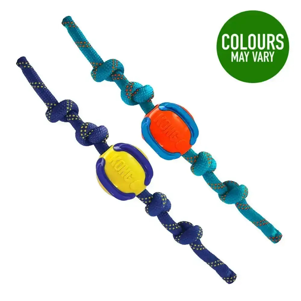 Kong Jaxx Brights Ball C/W Rope Medium Assorted Dog Toys